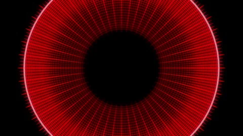 3D Circles Radial Geometric Patterns Y80 Audio Reactive M Red Animation Loop Video stock 256625022