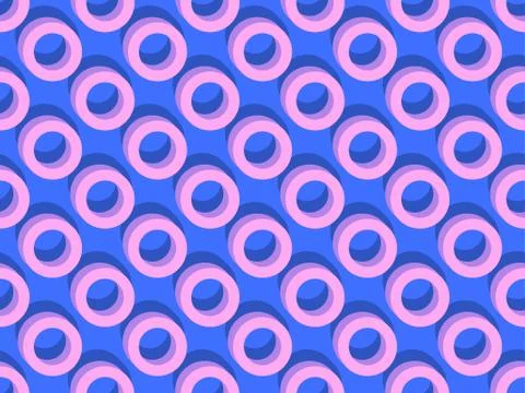 3d circles with shadow seamless pattern. Blue and violet color. Background fo Stock Illustration