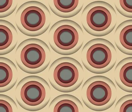 3D Circles, Vector Seamless Pattern 스톡 일러스트