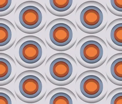 3D Circles, Vector Seamless Pattern Stock Illustration
