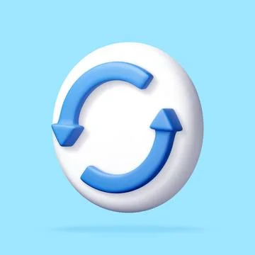 3D circular arrow icon representing refresh action Illustrazione stock