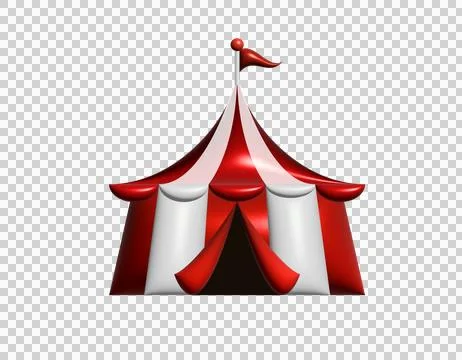 3D circular big top circus tent icon on transparent background Stock Illustration