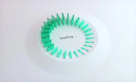 3D Circular Loading Bar With Turquoise Divisions. Business concept. Stock Illustration