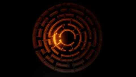 3D circular maze with a bright red flash Stock-Illustration