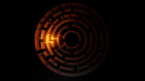 3D circular maze with a bright red flash Stock-Illustration