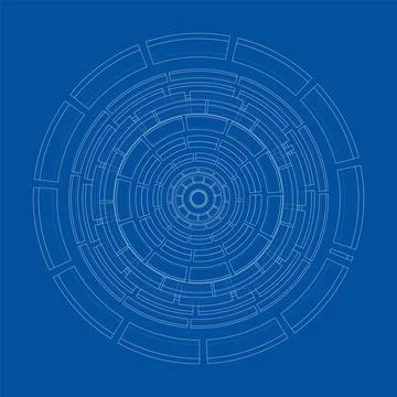 3D circular pattern. Style wireframe model Ilustração Stock