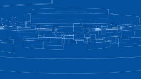 3D circular pattern. Style wireframe model Illustrazione stock