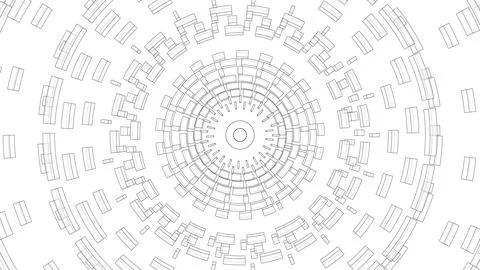 3D circular pattern. Style wireframe model Illustrazione stock