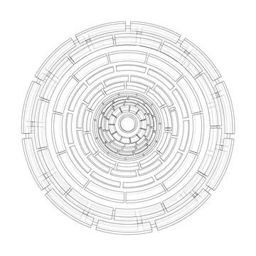 3D circular pattern. Style wireframe model 스톡 일러스트