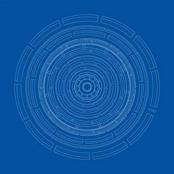 3D circular pattern. Style wireframe model Stock Illustration