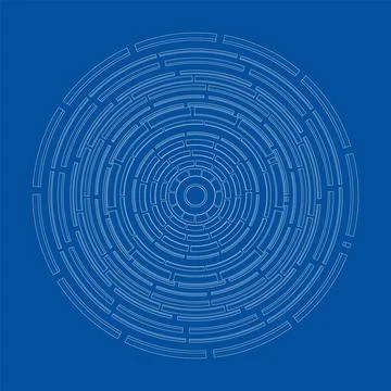 3D circular pattern. Style wireframe model Illustrazione stock