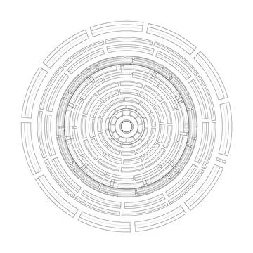 3D circular pattern. Style wireframe model Stock Illustration
