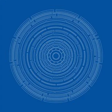 3D circular pattern. Style wireframe model 스톡 일러스트