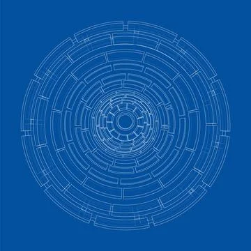 3D circular pattern. Style wireframe model 스톡 일러스트