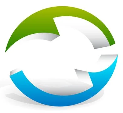 3d Circular, rotating arrows in oval fashion Stock Illustration