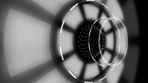 3D circulate shinny circle motion effect animation with particle on space 스톡 동영상 86889183
