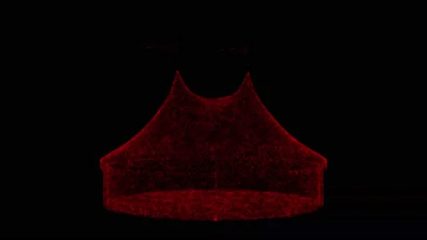 3D circus tent with flags rotates on black background. Object consisting of red Stock Footage 240081639