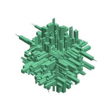 3d city circle. 3d Vector illustration.3d isometric style. 库存插图