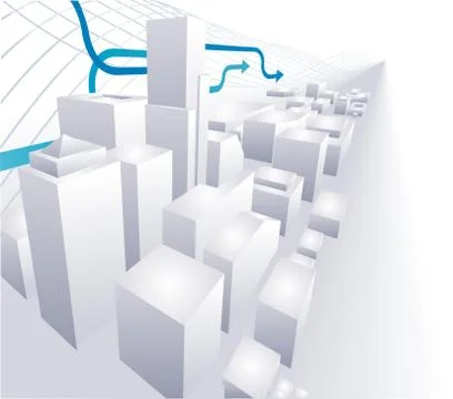 3d city conceptual abstract background Stock Illustration