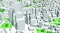 3D city flight over, seamless loop. 4k or 4k+ Resolution