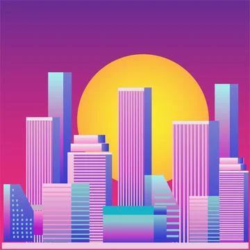 3D City Landscape Panorama Vector Illustration and Background Stock Illustration