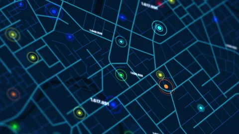3D City map with destination button Stock Footage 319604413