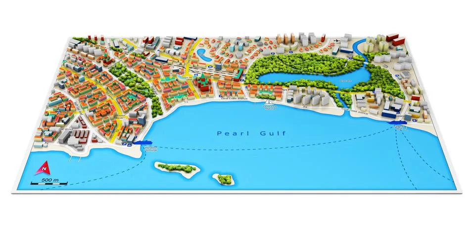 3D city map Stock Illustration