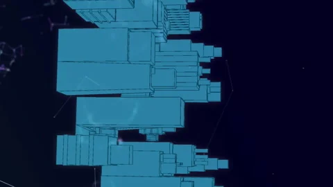3D city model spinning against black background Stock Footage 314609554