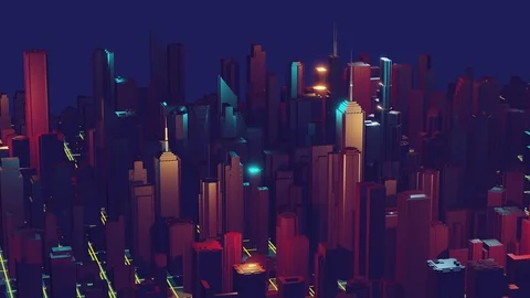 3d city rendering with lines and digital elements. Digital skyscrapers Stock Footage 113075818