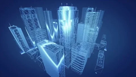 3D City Scan Block Stock Footage