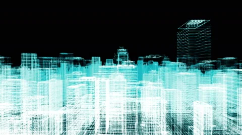 3D City Skyline Loop 24 Stock Footage 45910813
