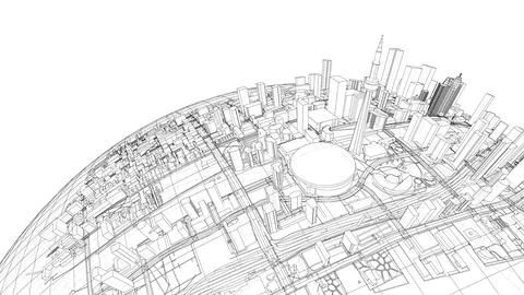 3d city sphere 스톡 일러스트