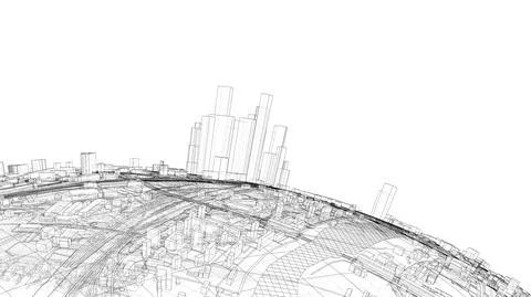 3d city sphere. Vector Illustration