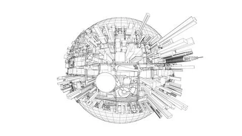 3d city sphere. Vector rendering of 3d Ilustración de archivo