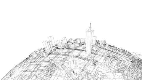 3d city sphere. Vector rendering of 3d Ilustración de archivo