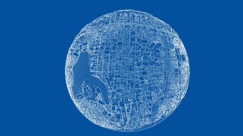 3d city sphere. Vector rendering of 3d Ilustración de archivo