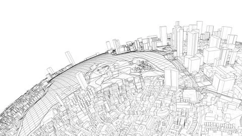 3d city sphere. Vector rendering of 3d Ilustración de archivo