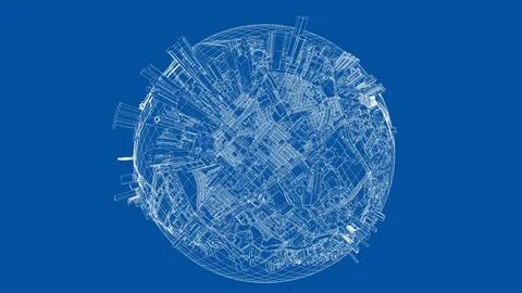 3d city sphere. Vector rendering of 3d Illustration