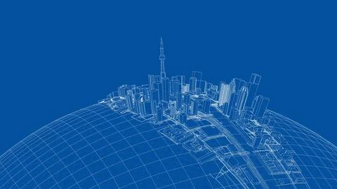 3d city sphere. Vector rendering of 3d Stock Illustration