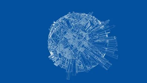 3d city sphere. Vector rendering of 3d Ilustración de archivo