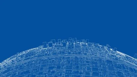 3d city sphere. Vector rendering of 3d Ilustración de archivo