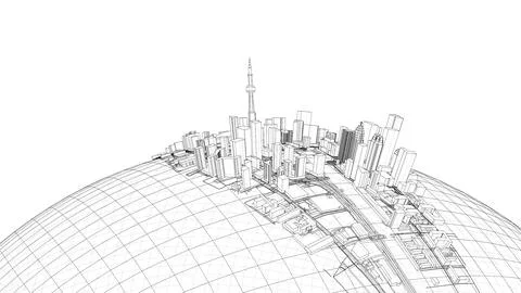 3d city sphere. Vector rendering of 3d Ilustración de archivo