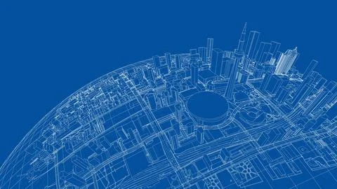 3d city sphere. Vector rendering of 3d Ilustración de archivo