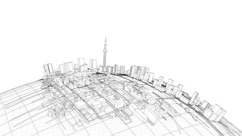 3d city sphere. Vector rendering of 3d Stock Illustration