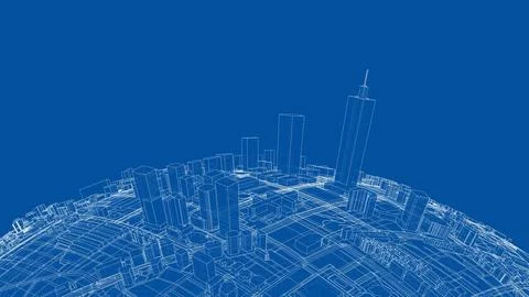 3d city sphere. Vector rendering of 3d Ilustración de archivo