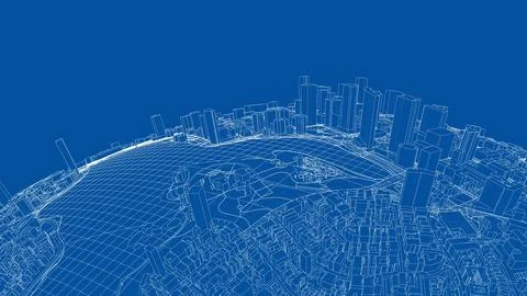 3d city sphere. Vector rendering of 3d 库存插图