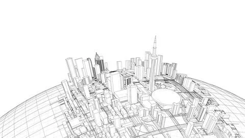 3d city sphere. Vector rendering of 3d Stock Illustration