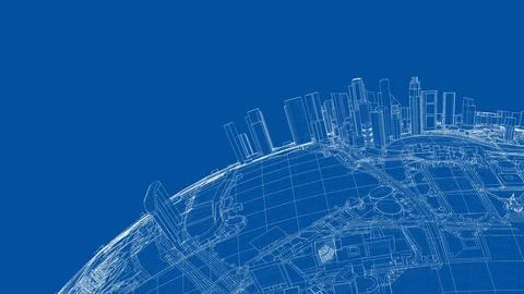 3d city sphere. Vector rendering of 3d Ilustración de archivo