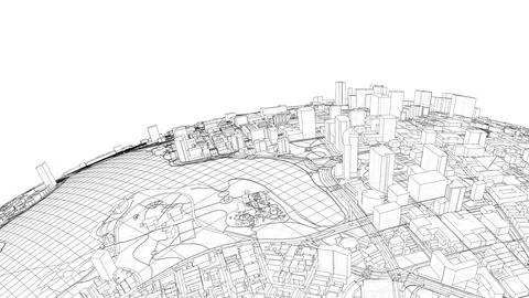 3d city sphere. Vector rendering of 3d Ilustración de archivo