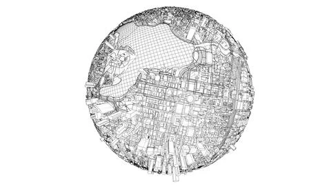 3d city sphere. Vector rendering of 3d Ilustración de archivo